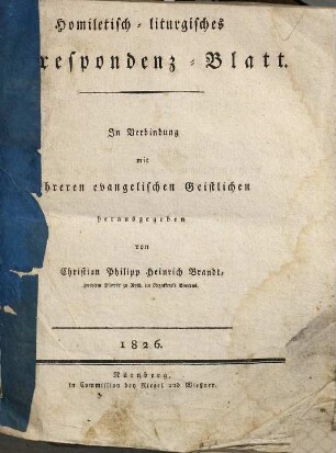 Homiletisch-liturgisches Korrespondenzblatt. 1826 = 2. Jahrgang
