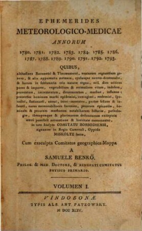 Ephemerides meteorologico-medicae annorum 1780 - 1793