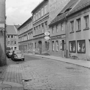 Bautzen, Goschwitzstraße : Bautzen. Goschwitzstraße mit ehemaliger Gaststätte Radeberger Bierstube. Blick zur Lauenstraße