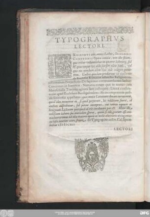 Typographus Lectori.