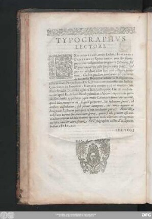 Typographus Lectori.