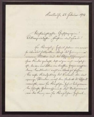 Schreiben von Friedrich Katz an die Großherzogin Luise; Tod der Mutter von Friedrich Katz, Minna Katz
