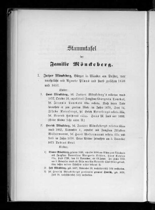 Stammtafel der Familie Mönckeberg.