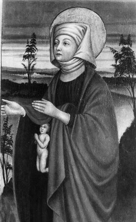 Die Jungfrau Maria : Die Jungfrau Maria. Tafelmalerei (vor 1530; Simon von Taisten). Kniestück. Meersburg, Altes Schloss, Burgkapelle