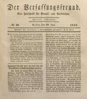 № 49. Cassel, den 20. Juni 1832.