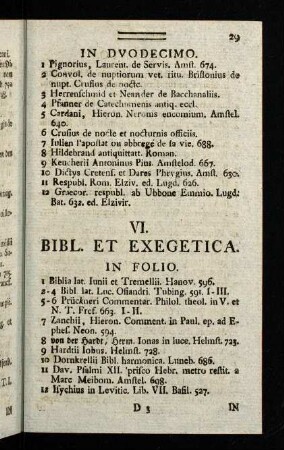 29-46, VI. Bibl. Et Exegetica. - IX. Histor. Ecclesiast.