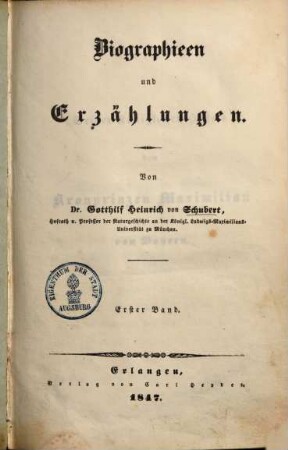 Biographien und Erzählungen, 1