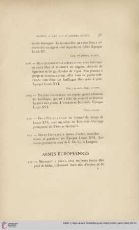 Armes Européennes (Nr. 212 - 229)