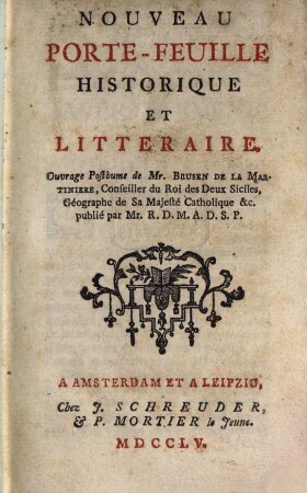 Nouveau Porte-Feuille Historique Et Litteraire : Ouvrage Posthume