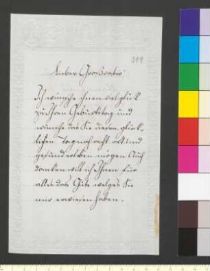 Brief von Goethe, Walther Wolfgang von an Goethe, Johann Wolfgang von