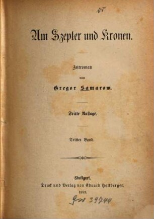 Um Szepter und Kronen : Zeitroman, 3