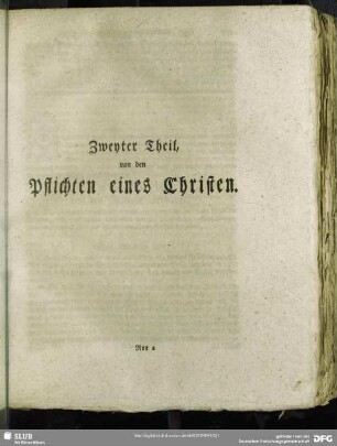 Zweyter Theil, von den Pflichten eines Christen