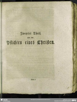 Zweyter Theil, von den Pflichten eines Christen