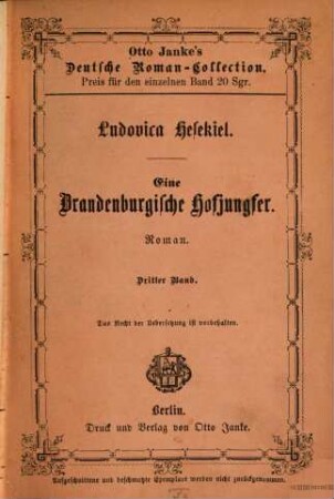 Eine brandenburgische Hofjungfer : historischer Roman aus Joachim Nestor's Tagen. 3