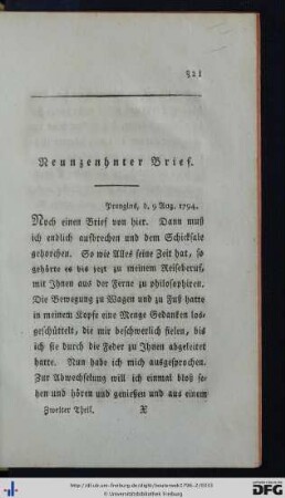 Neunzehnter Brief.
