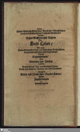 Denen Aedlen... [Dedikation von] Dedekind