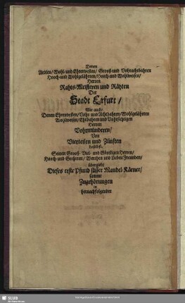 Denen Aedlen... [Dedikation von] Dedekind