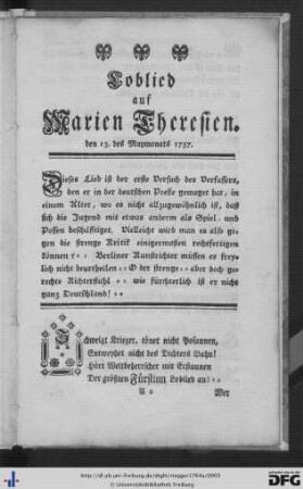 Loblied auf Marien Theresien.