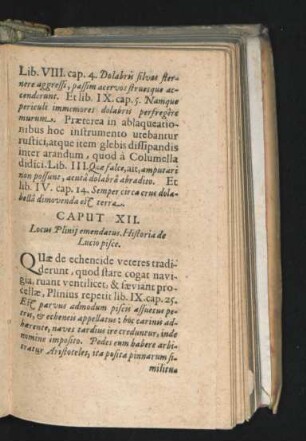 Caput XII. Locus Plinii emendatus. Historia de Lucio pisce.