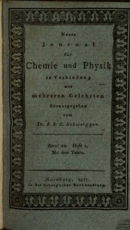 Journal für Chemie und Physik. 20. 1817