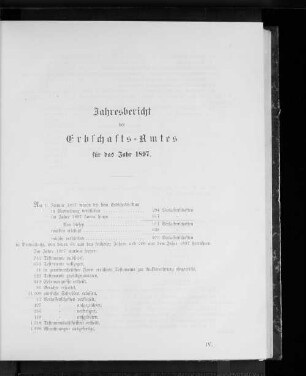 Jahresbericht des Erbschafts-Amts für das Jahr 1897.