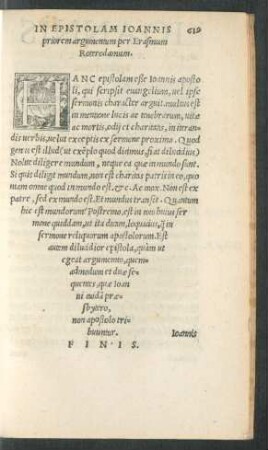 In Epistolam Ioannis priorem argumentum per Erasmum Roterodamum.