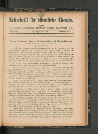 Heft XVI. 15. September 1918.