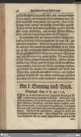 Am I. Sonntag nach Epiph. Evangel. Luc. 2. v. 42-52