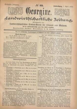 Sechzigster Jahrgang. No. 15. Insterburg, 7. April 1892.