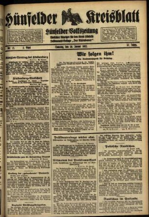 Zweite Ausgabe vom Samstag, den 30. Januar 1932.