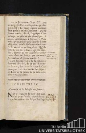 Chapitre IV. Enormité de la Jalousie des femmes.