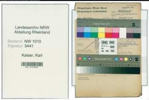 Entnazifizierung Karl Kaiser , geb. 02.12.1899 (Schlosser)