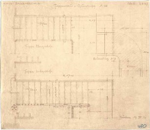 Fischer, Theodor; München, Arcisstr. 20; Haus Jagenberg - Treppenhaus (Grundriss EG, Grundriss OG)