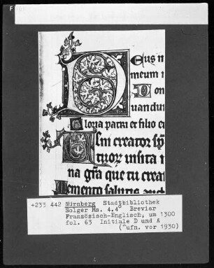 Breviar — Initialen D und A, Folio 63recto