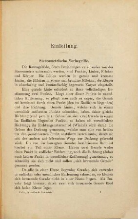 Elemente der darstellenden Geometrie, 1. Darstellung von Raumgebilden durch orthogonale Projektionen