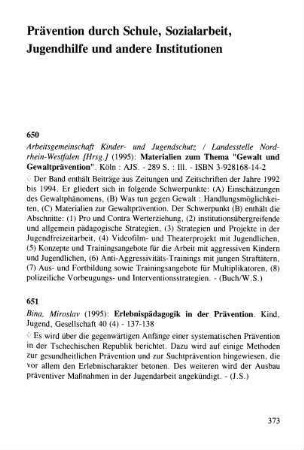 373-394, Prävention durch Schule, Sozialarbeit, Jugendhilfe und andere Institutionen