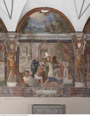 Szenen aus dem Leben des Heiligen Augustinus, Augustinus wird durch den heiligen Ambrosius von Mailand getauft