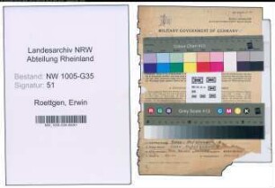 Entnazifizierung Erwin Roettgen , geb. 23.07.1901 (Opernsaenger)