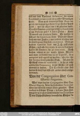 Von der Congregation über Consistorial-Negotien.