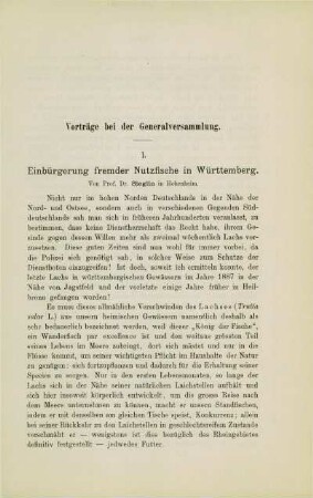 Einbürgerung fremder Nutzfische in Württemberg (Sieglin)