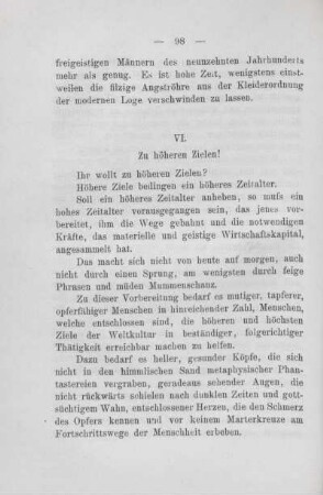 VI. Zu höheren Zielen?