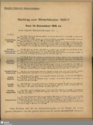 Nachtrag zum Winterfahrplan 1916/17