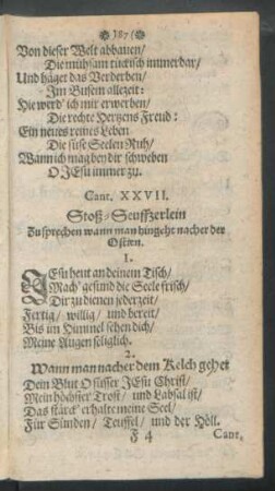 Cant. XXVII. Stoß-Seuffzerlein ...