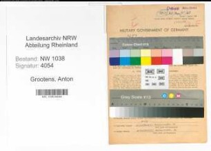 Entnazifizierung Anton Grootens , geb. 05.04.1902 (Postbeamter)