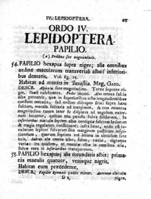 Ordo IV. Lepidoptera
