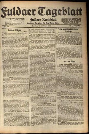 Erste Ausgabe vom Montag, den 13. Februar 1922.