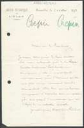 Brief von François Crépin an Ottmar Hofmann