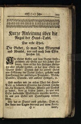 Kurze Anleitung ueber die Regul der Haus-Tafel
