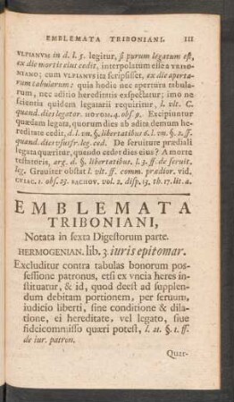 Emblemata Triboniani, Notata in sexta Digestorum parte