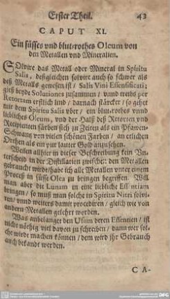 CAPUT XI. Ein süsses und blut-rothes Oleum von den Metallen und Mineralien.